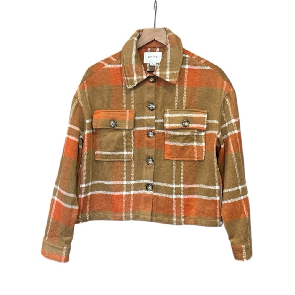 HYFVE Plaid Button Front Long Sleeve Shacket Jacket Women’s Size Small